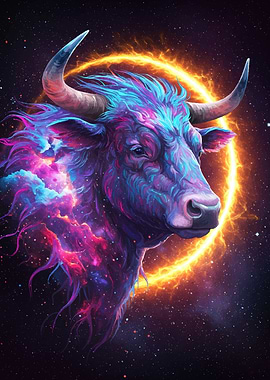 Cosmic Bull Fiery Animal