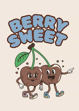 Berry Sweet Cartoon Cherries Illustration