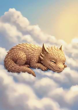 Sleeping Dragon Cub on Clouds