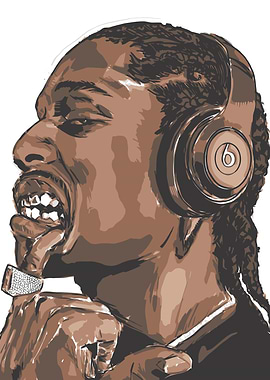 Snoop Dogg Illustration with Beats Headphones