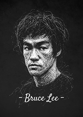 Bruce Lee Portrait - Scribble Art