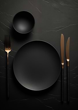 Gold Black Table Setting