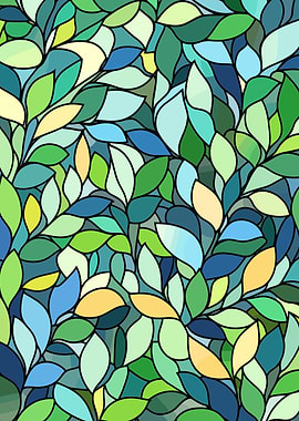 Stained Glass Leaves Pattern