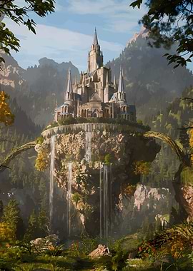 Fantasy Castle on Floating Island