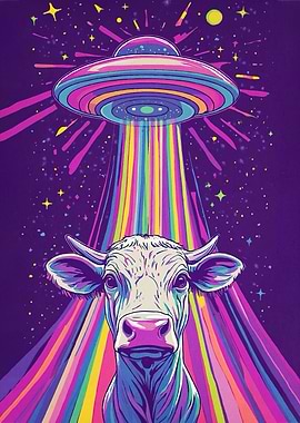 Psychedelic Alien Abduction Cow