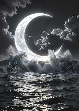 Crescent Chaos - The Moon Rises Through the Storm