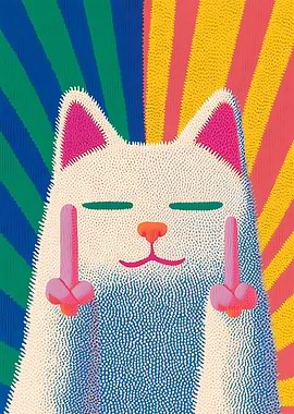 Cat Giving the Middle Finger Art funny cat cute cat meme cat