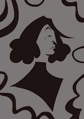 Monochrome Portrait with Abstract Background