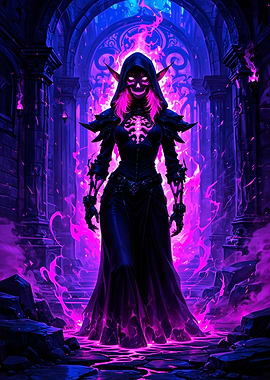 Dark Elf Sorceress in Purple Light