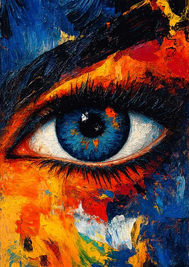 Abstract Eye Painting with Vibrant Colors