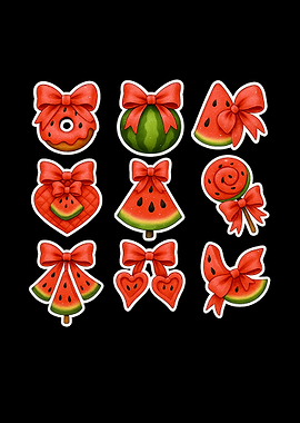 Watermelon themed sticker set with bows