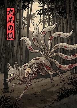 Kitsune Fox Zombie Ukiyo-e