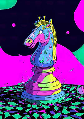 Colorful Chess Knight Piece Illustration