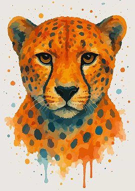 Watercolor Cheetah Portrait