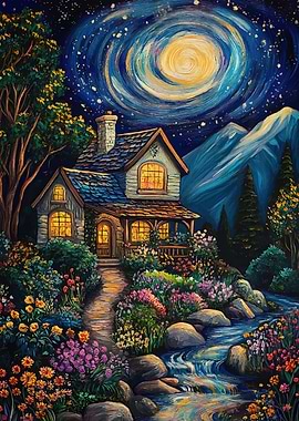 Night Landscape House