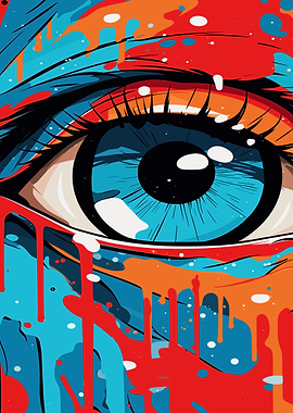 Abstract Eye Art with Dripping Paint