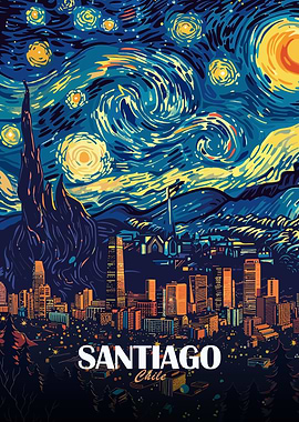 Santiago Chile Starry Night Art
