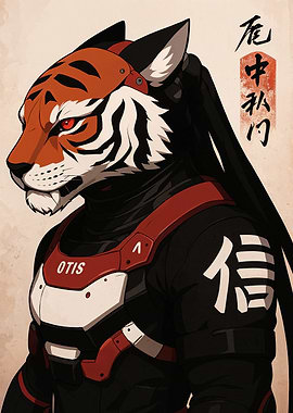 Cyberpunk Tiger Warrior