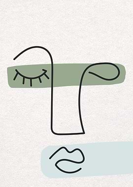 Abstract Face Line Art