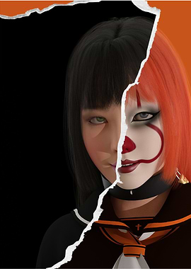 Half Clown Girl Portrait