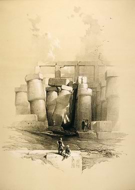 Luxor Temple Ruins Sepia Drawing