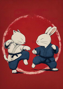 Cat and Rabbit Martial Arts Duel