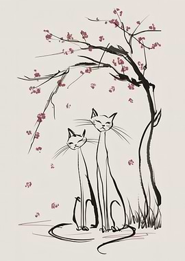 Cherry Blossom Cats