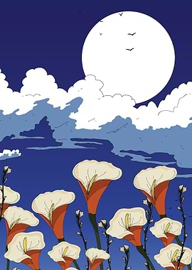 Calla Lilies Under Moonlight