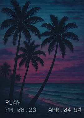 Retro Palm Beach Sunset