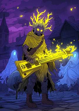 Spectral Guitarist in a Haunted Town