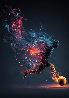 Dynamic Soccer Player with Fiery Energy