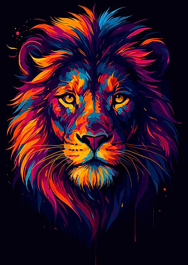 Colorful Lion Portrait