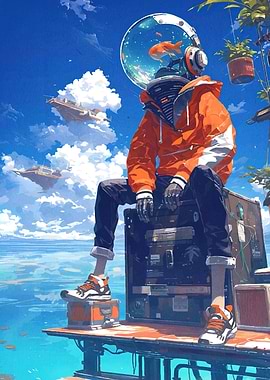 Futuristic Fishbowl Head Character