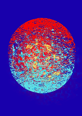 Abstract Circle with Red and Blue Texture