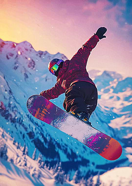 Snowboarder Mountain Landscape