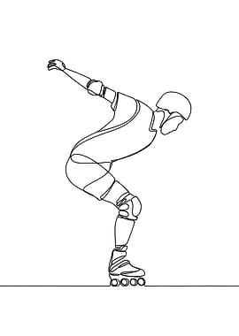 Roller Skater Minimalist Line Art