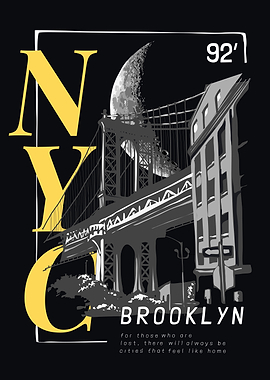 NYC Brooklyn Bridge Graphic Art