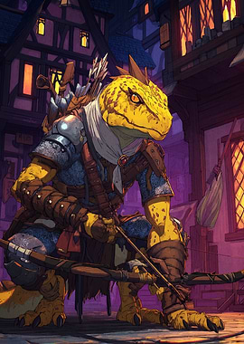 Lizardfolk Archer in Fantasy Town