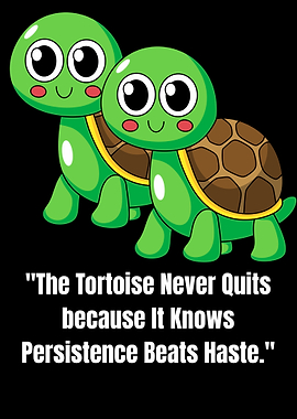 Cartoon Turtles with Motivational Quote