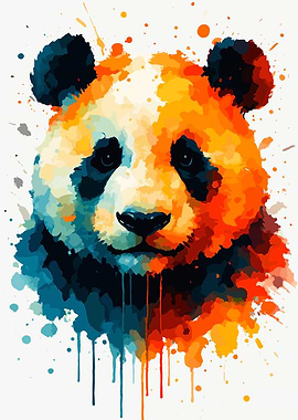 Watercolor Panda Portrait