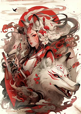 Fox Spirit Girl Wolves