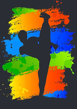 Martial Arts High Kick Silhouette