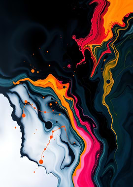 Abstract Fluid Art with Vibrant Colors