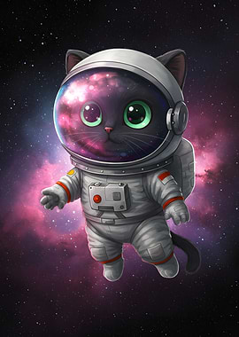 Astronaut Black Cat Space