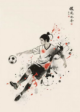 Soccer Player Ink Art