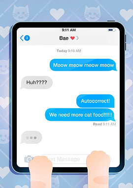 Cat Texting on Tablet