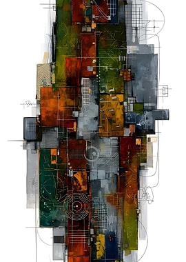 Abstract Geometric Composition with Earth Tones