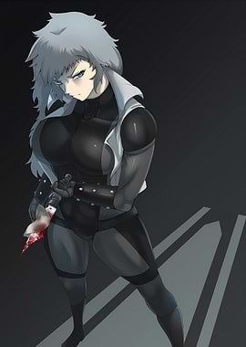 Anime Woman with Bloody Knife