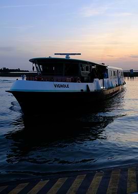 Venetian Vignole Boat at Dusk