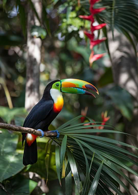 Colorful Toucan Perched on Branch